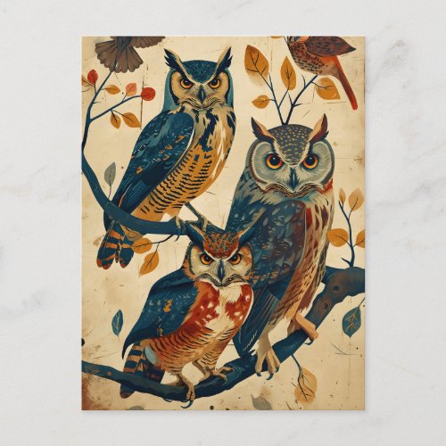 Vintage Owl art Postcard