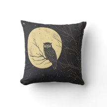 Vintage Owl Art Under a Moonlit Sky