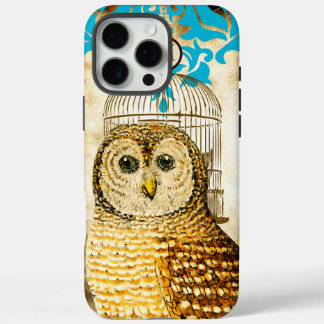 Vintage Owl Birdcage Damask iPhone 16 Pro Max Case