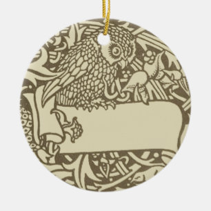 Vintage Owl Bookplate Arts and Crafts Walter Crane Ceramic Ornament