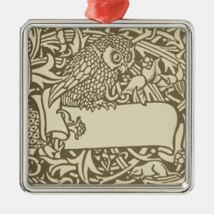 Vintage Owl Bookplate Arts and Crafts Walter Crane Metal Ornament
