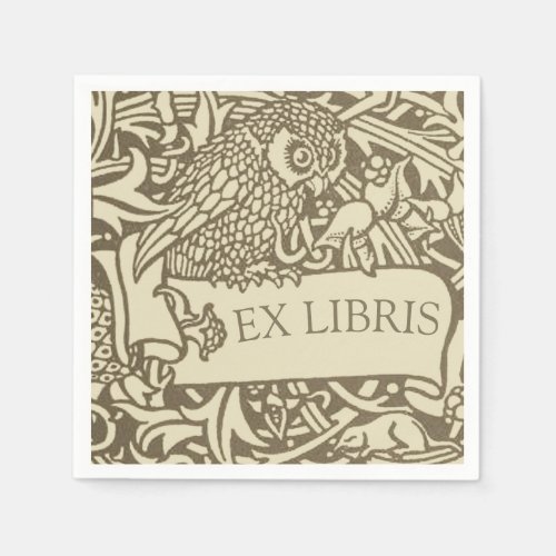 Vintage Owl Bookplate Arts and Crafts Walter Crane Napkins