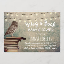 Vintage Owl & Books Baby Shower Bring a Book Invitation
