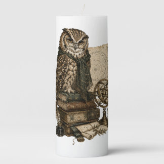 Vintage Owl Celestial Scholar Gothic Tumbler Pillar Candle