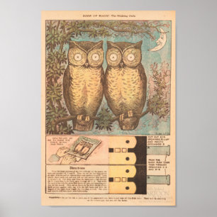 Vintage owl cute fall craft poster