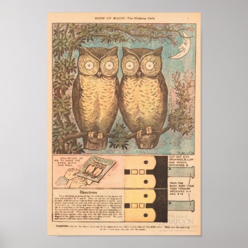 Vintage owl cute fall craft  poster