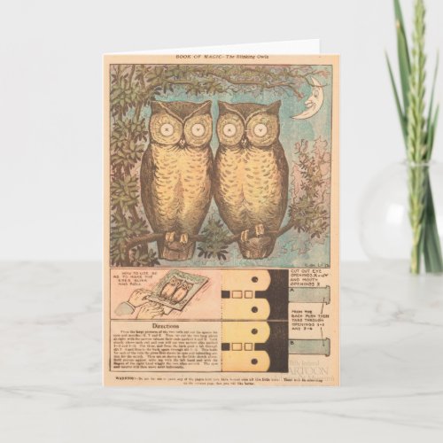 Vintage owl cute fall kids craft illustration  card