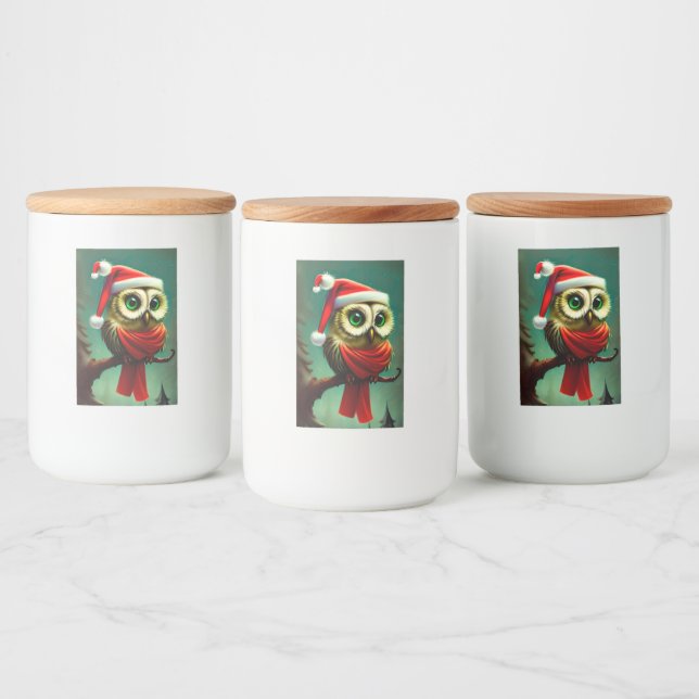 Vintage Owl Cute Rustic Christmas Food Label (Bottles)