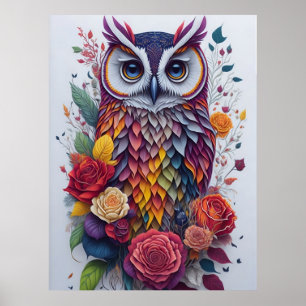 Vintage Owl Drawing - Wall Art - Poster