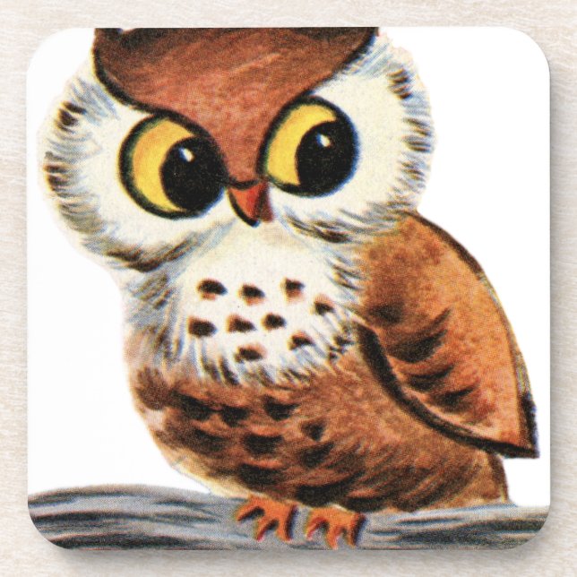 Vintage Owl Drink Coaster (Front)