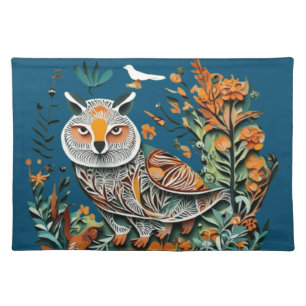 Vintage owl floral unique design cloth placemat