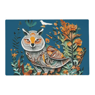 Vintage owl floral unique design placemat