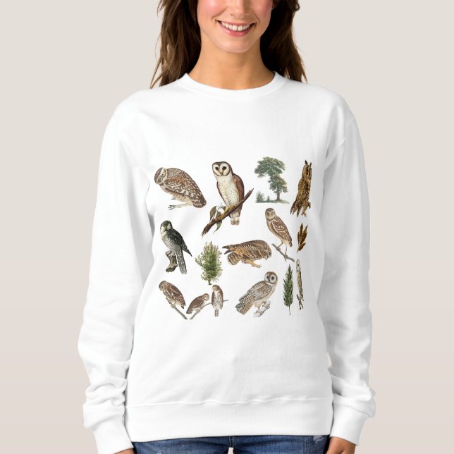 Vintage Owl Forest Pattern Sweatshirt (Front)
