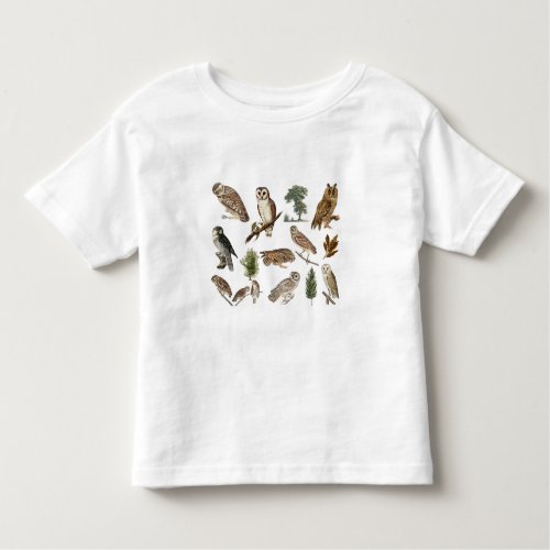 Vintage Owl Forest Pattern  Toddler T_shirt