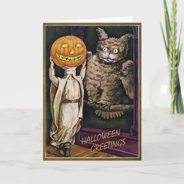 Vintage Owl Halloween Card (Front)