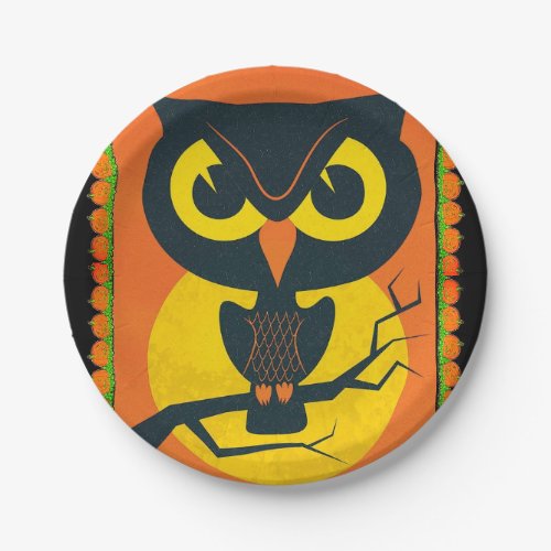 Vintage Owl Halloween Party Plates