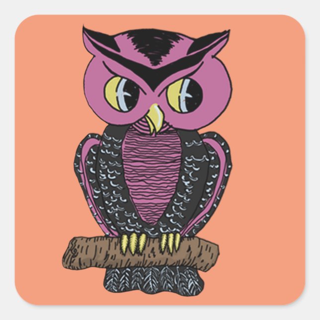 Vintage Owl Halloween Square Stickers (Front)