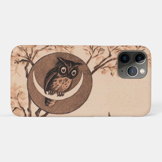 Vintage Owl in Moon Case-Mate iPhone Case (Back (Horizontal))