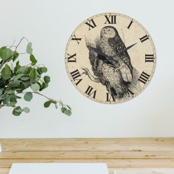 Vintage Owl Large Clock by BluePress at Zazzle