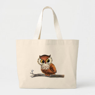 Vintage Owl Large Tote Bag