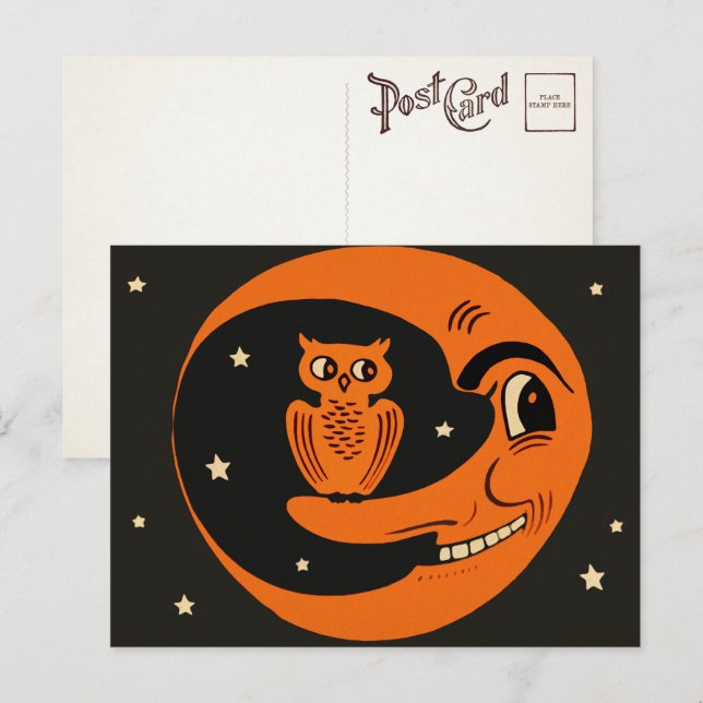 Vintage Owl on the Moon Postcard (Front/Back)