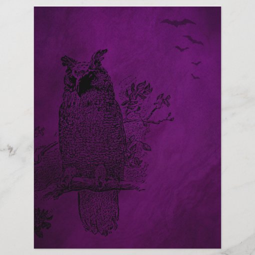 Vintage Owl Purple Scrapbook Paper Zazzle