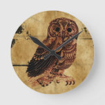 Vintage Owl Round Clock at Zazzle