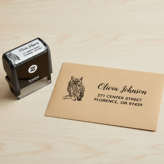 Vintage Owl Self-inking Return Address Stamp