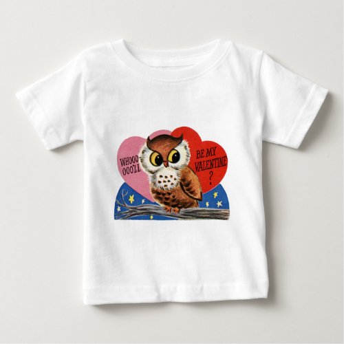 Vintage Owl Valentine Baby T_Shirt