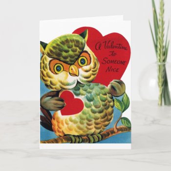 Vintage Owl Valentine's Day Card by RetroMagicShop at Zazzle