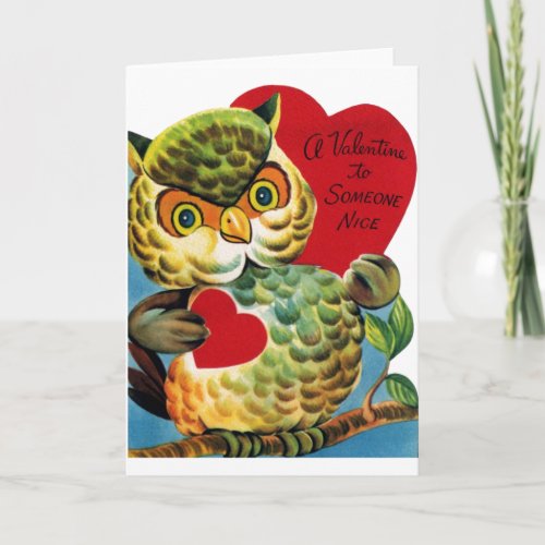 Vintage Owl Valentines Day Card