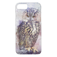 Vintage Owl Watercolor Bird iPhone 8/7 Cases