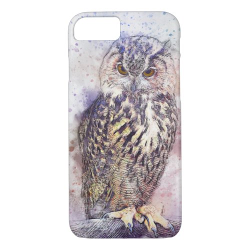 Vintage Owl Watercolor Bird iPhone 87 Cases