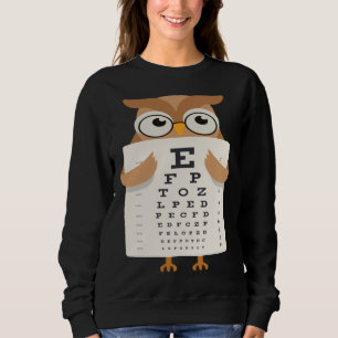 Vintage Owls Bird Cute Baby Owl Eye Chart Artistic Sweatshirt