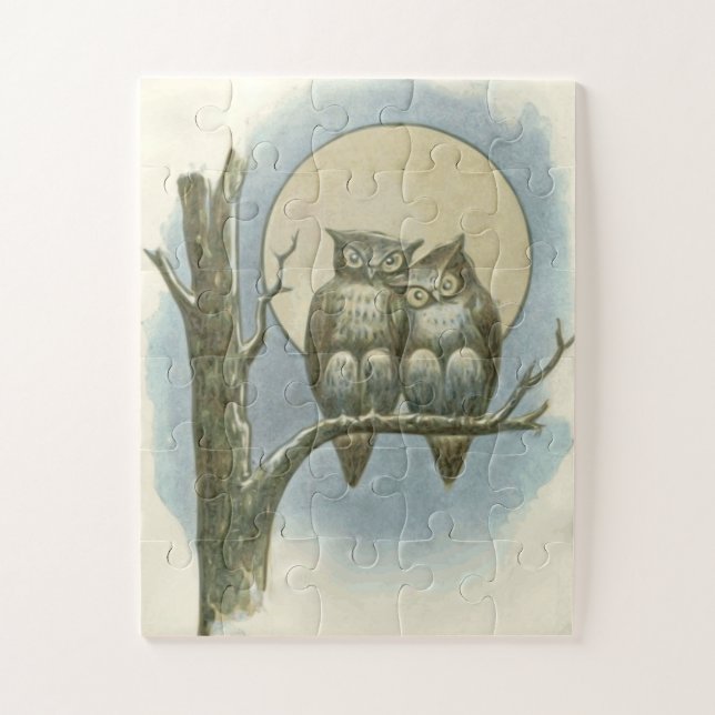 Vintage owls illustration jigsaw puzzle (Vertical)