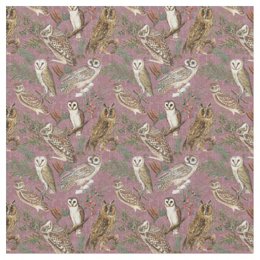 Vintage owls - Lilac Fabric