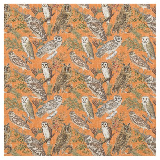 Vintage owls - Orange Fabric