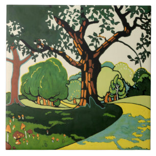 Vintage Oxhey Woods by Edward McKnight Kauffer Ceramic Tile