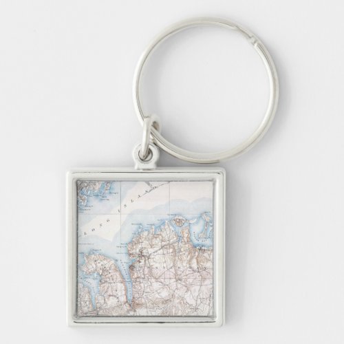 Vintage Oyster Bay Long Island New York Map Keychain
