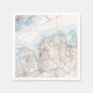 Vintage Oyster Bay Long Island New York Map Napkins