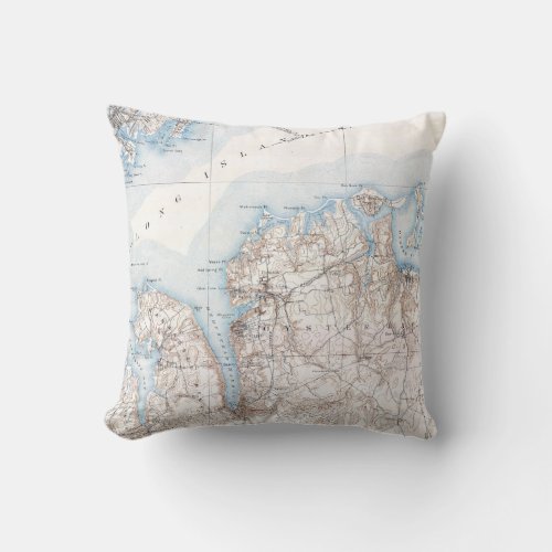 Vintage Oyster Bay Long Island New York Map Throw Pillow