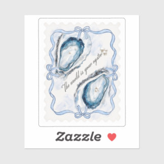 Vintage Oyster Blue Ribbon Sticker
