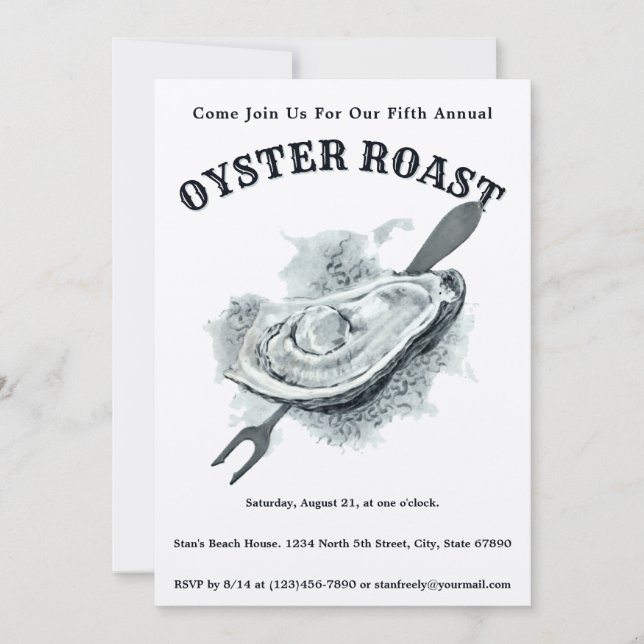 Vintage Oyster Roast Invitation Template (Front)