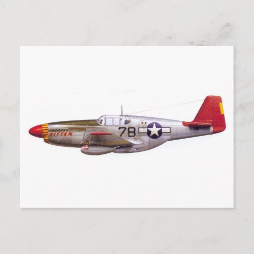 Vintage P_51 Mustang Tuskegee Airmen World War II Postcard