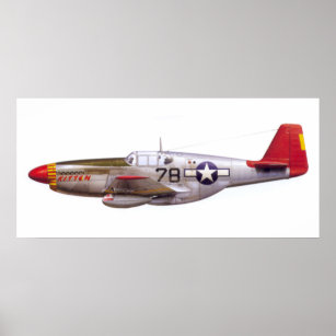 Vintage P-51 Mustang Tuskegee Airmen World War II Poster