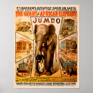 Vintage P.T. Barnum's Jumbo Poster