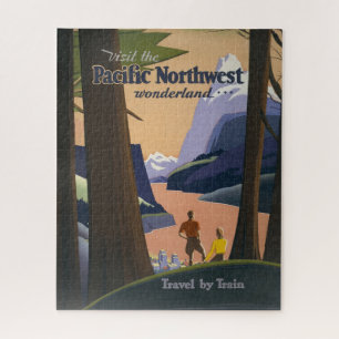 Vintage Pacific Northwest Travel Poster 1925 Train Jigsaw Puzzle