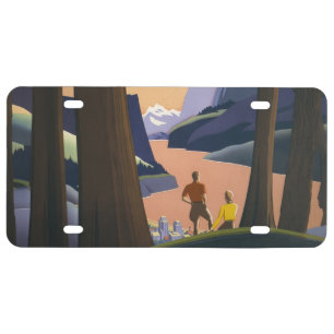 Vintage Pacific Northwest Travel Poster 1925 Train License Plate