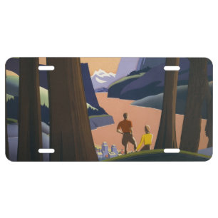 Vintage Pacific Northwest Travel Poster 1925 Train License Plate