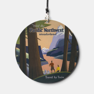 Vintage Pacific Northwest Travel Poster 1925 Train Wind Chime